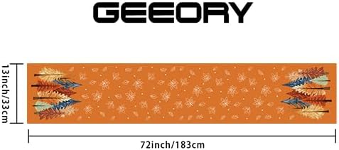 GEEORY Fall Watercolor Trees & Maple Leaves Table Runner 13x72 Inch, Rustic - Image 3