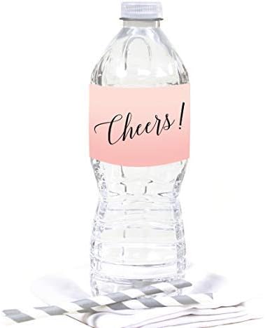 Andaz Press Blush Pink Rose Elegant Party Collection, Waterproof Water Bottle - Image 2