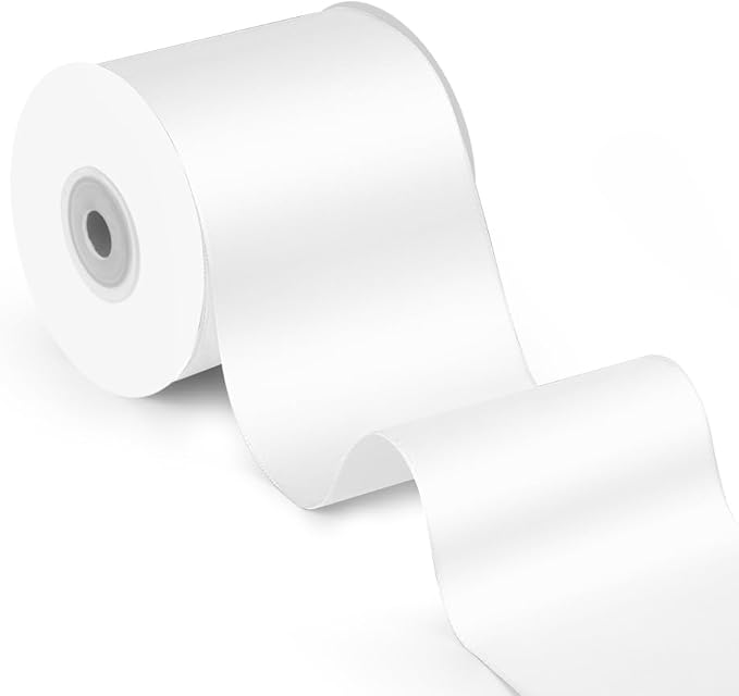 3 Inch x 25 Yard White Satin Ribbon by Quhora