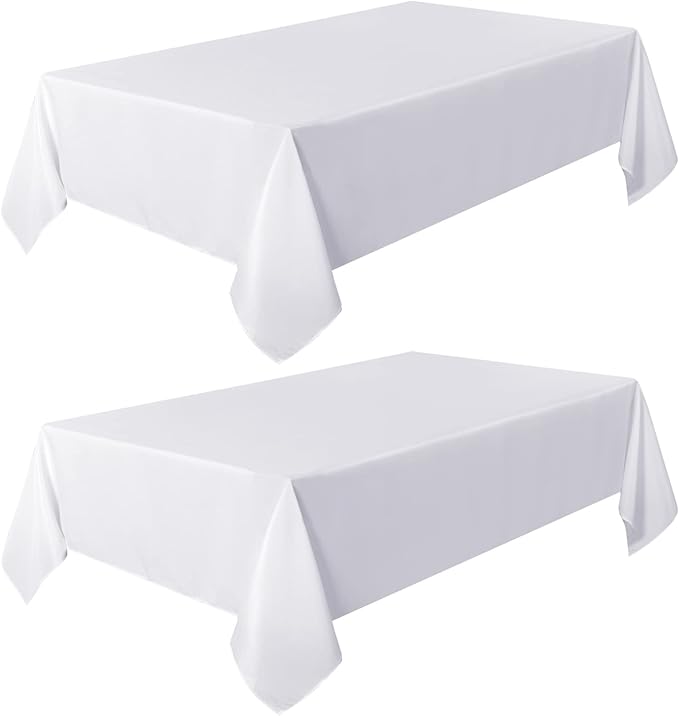 sancua 2 Pack White Tablecloth 60 x 120 Inch, Rectangle 8 Feet Table Cloth - Image 8