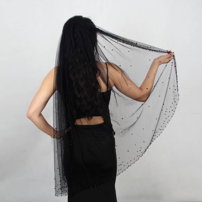 1 Tier Pearl Wedding Bridal Veil - Image 3