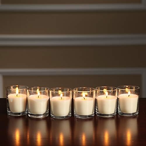 48 Pack White Unscented Clear Glass Filled Votive Candles. Hand Poured Wax - Image 5