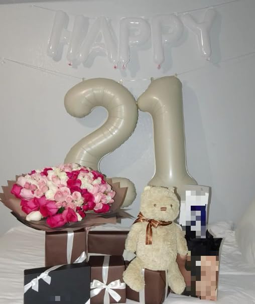 40 Inch Big Cream White Number 12 21 Balloon Birthday Decoration, Number 12 21 - Image 6