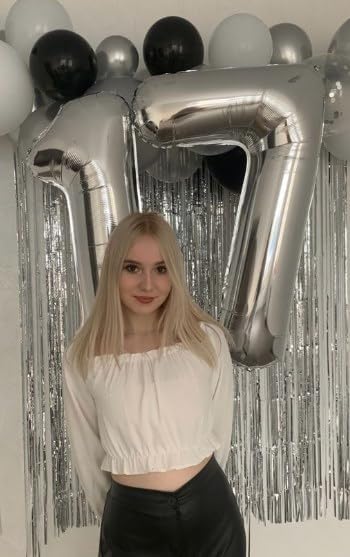 Silver Number 17 Birthday Balloon 40 Inch, Digital Balloons - Image 6