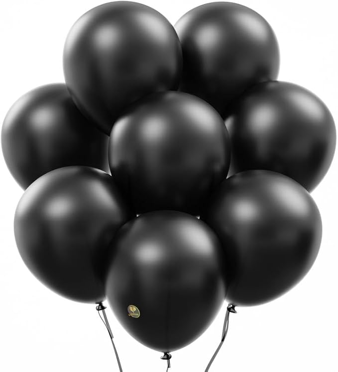 AFTERLOON® Biodegradable Balloons 50 pcs Pearlized Onyx Black 10 Inch, by AFTERLOON%C2%AE