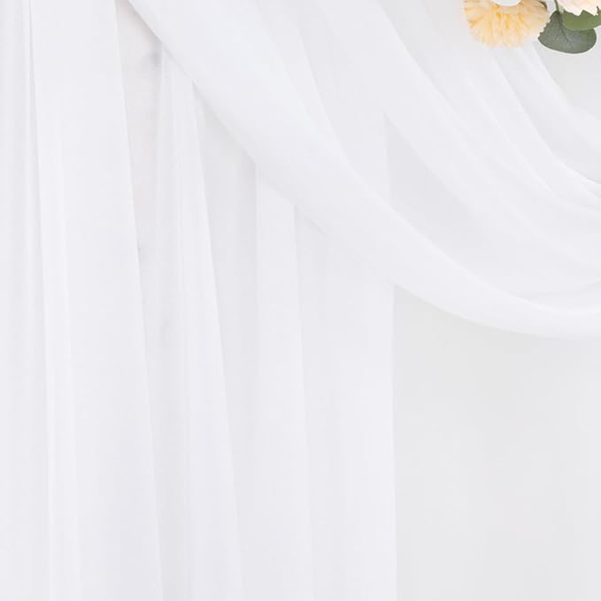 White Wedding Arch Draping Fabric 2 Panels 29" x 20 FT White Drapes - Image 6