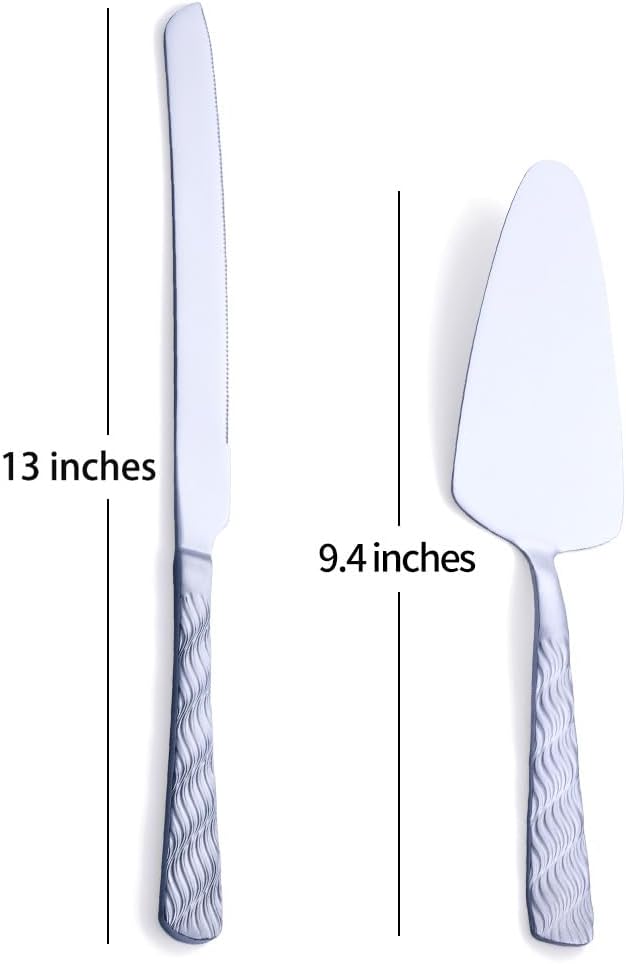 Silver Cake Cutting Set, Stainless Steel Cake Knife and Server Set, Cake Pie - Image 2