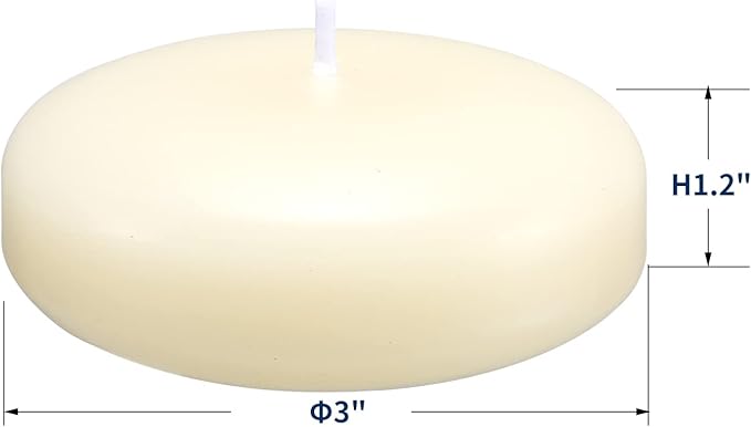 24 Pack Floating Candles, 3” Ivory Unscented Dripless Wax Burning Candles - Image 2