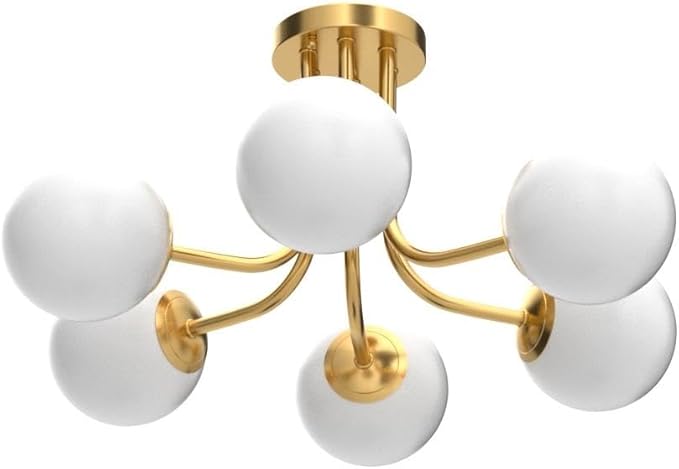 Modern Brushed Brass Gold 6-Light Ceiling Light - Image 4