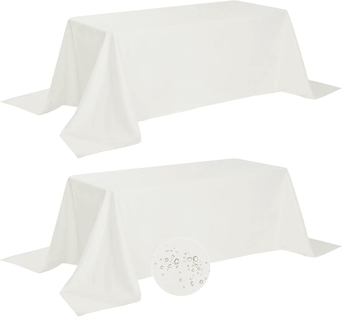 Fokitut 2 Pack Waterproof Rectangle Tablecloth, 90x132 Inch, Stain Resistant by BalsaCircle