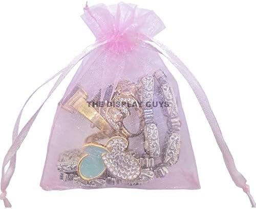 TheDisplayGuys 48-Pack 4x6 Pink Sheer Organza Gift Bags - Image 3