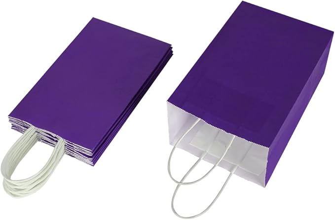 Oikss 50 Pack 5.25x3.25x8.25 Inch Small Purple Kraft Paper Bags - Image 4