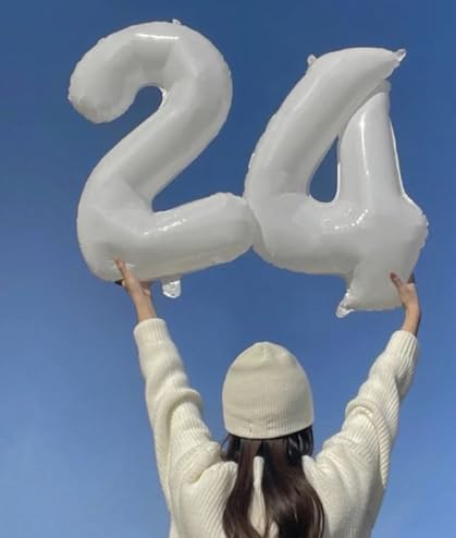 40 Inch White Large Number 4 Birthday Balloon, Giant Number Four 14 24 34 40 44 - Image 4