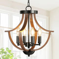 Farmhouse Chandelier, 4-Light Modern Hanging Pendant Lighting, Rustic Vintage by LANPESTING