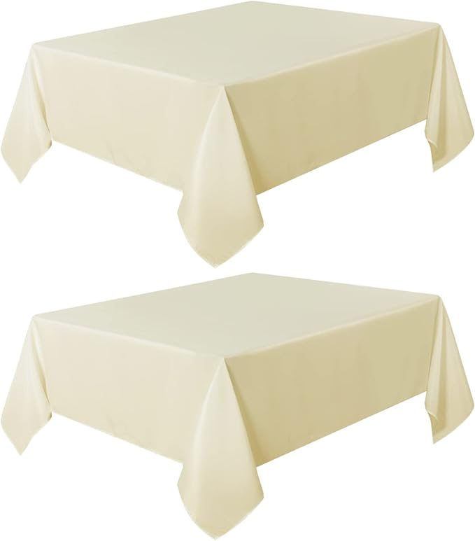 sancua 2 Pack Beige Tablecloth 54 x 54 Inch, Stain and Wrinkle Resistant Square - Image 8