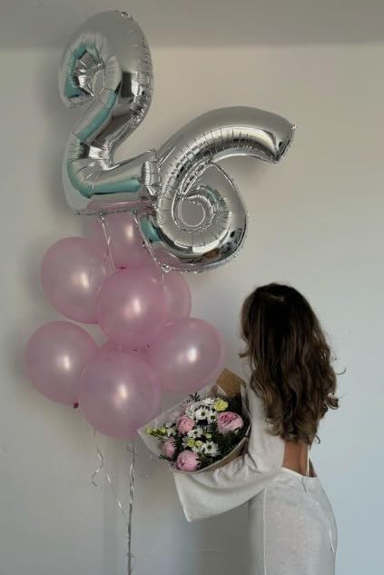 40 Inch Silver Mylar Foil Number 6 Birthday Balloon, Digital Balloons - Image 5