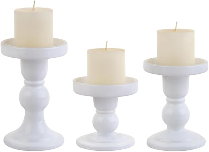 6-Piece Set of White Glass Candlestick, Crystal Candlestick Holder Holder and - Image 4