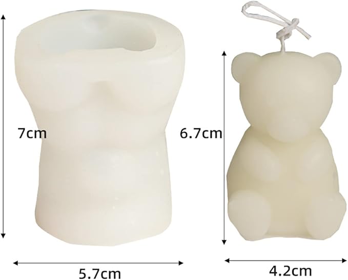 2 Pack Cute Bear Scented Candle Mold Bear Mold Silicone Mold - Image 3