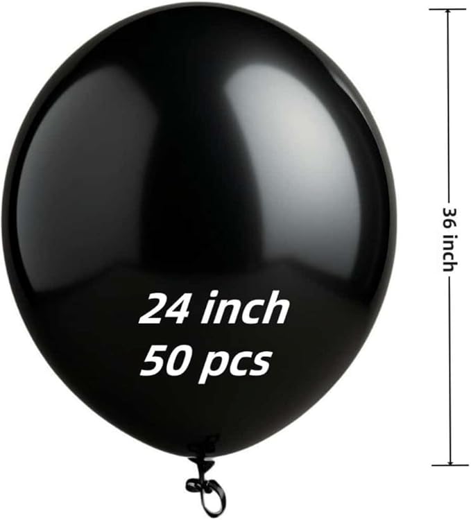 50 Pack Black Balloons 24 Inch Black Latex Party Balloon - Image 2