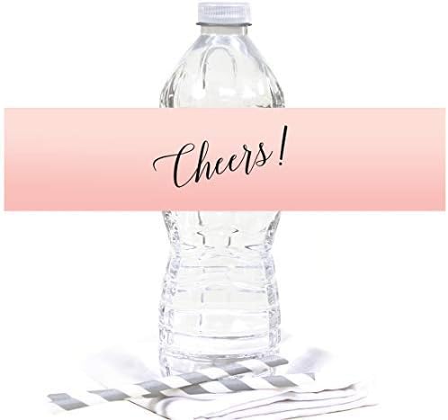 Andaz Press Blush Pink Rose Elegant Party Collection, Waterproof Water Bottle by AndazPress