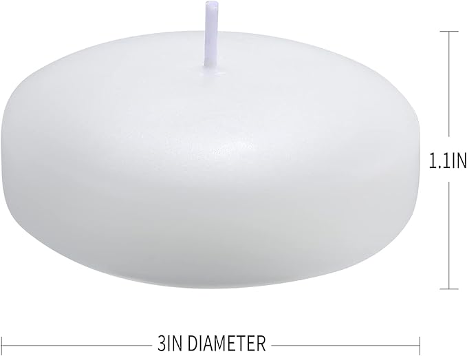 12 Pack Floating Candles, 3” White Unscented Dripless Wax Burning Candles - Image 2