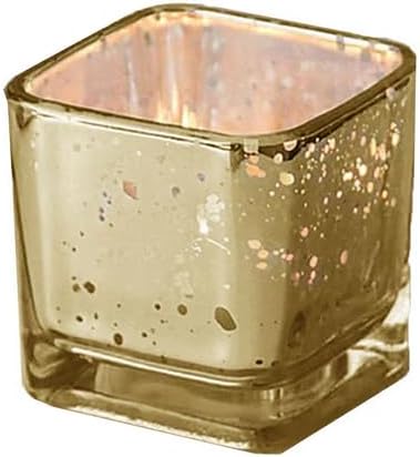 WGV 2 Inch Gold Speckle Square Cube Glass Votive Candle Holder, Small Tiny by WGVInternational-OpusGlassware