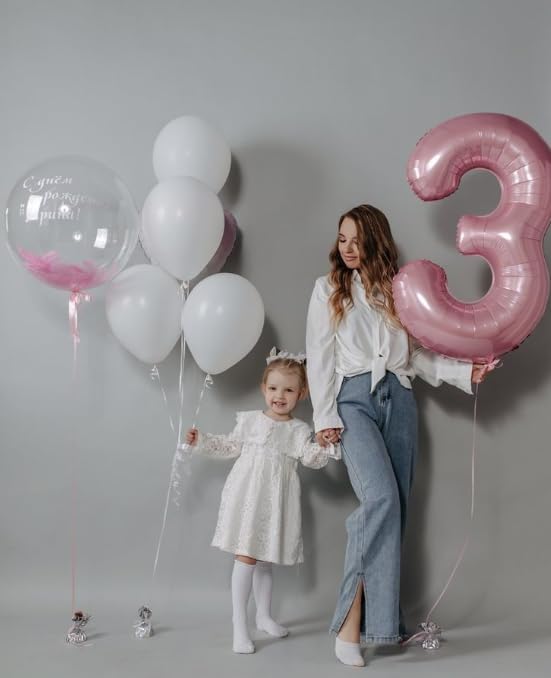 40 Inch Pearlescent Pink 3 Large Number Balloon, 3 13 23 30 33 36 38 Pearl Pink - Image 4