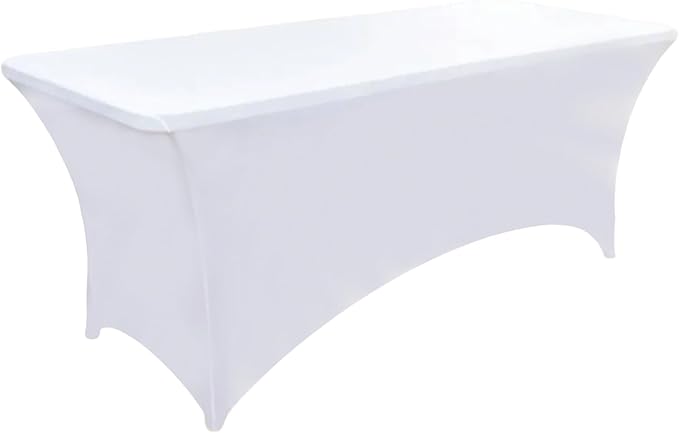 10-Pack 4ft White Spandex Table Covers - Image 8