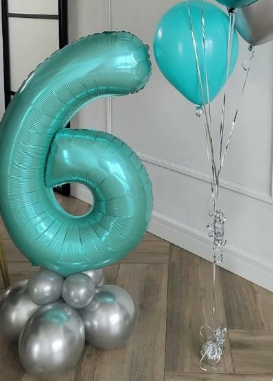 40 Inch Teal Blue Mylar Foil Number 6 Birthday Balloon, Digital Balloons - Image 7