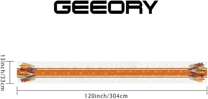 GEEORY Fall Watercolor Trees & Maple Leaves Striped Table Runner 13x120 Inch - Image 2