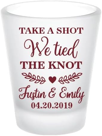 Personalized wedding favor shot glasses, FROSTED shot glass, take a shot we by Factory21