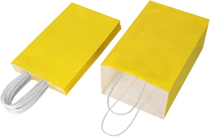 Oikss 50 Pack 5.25x3.25x8.25 Inch Small Yellow Kraft Paper Bags - Image 4