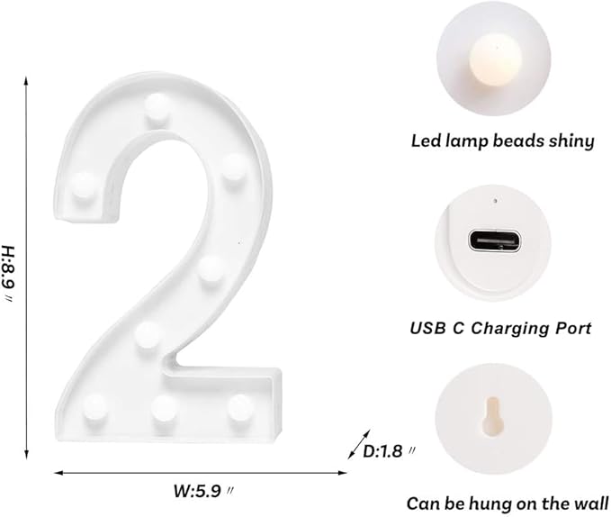 Foaky Rechargeable LED Letter Lights Sign Marquee Light Up Letters Sign - Image 2