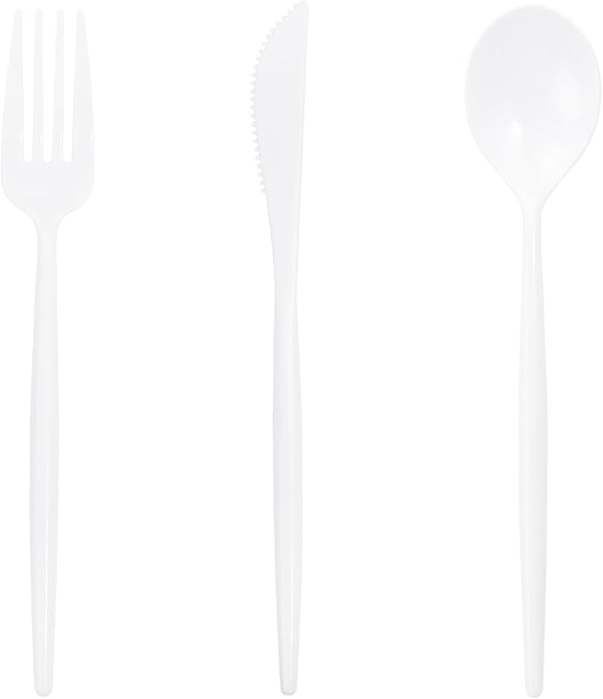 Supernal 180PCS White Plastic Silverware, Disposable Silverware Include 60 Forks by supernal