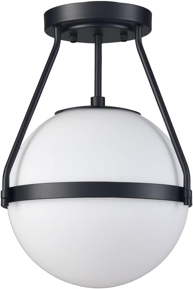 HOLKIRT Mid Century Semi Flush Mount Ceiling Light Black Globe Ceiling Light - Image 4