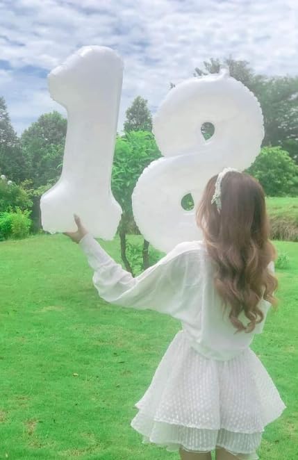 Helium Foil White Number 8 Balloon 40 Inch, Mylar Eight Numbers 8 18 28 38 48 - Image 4