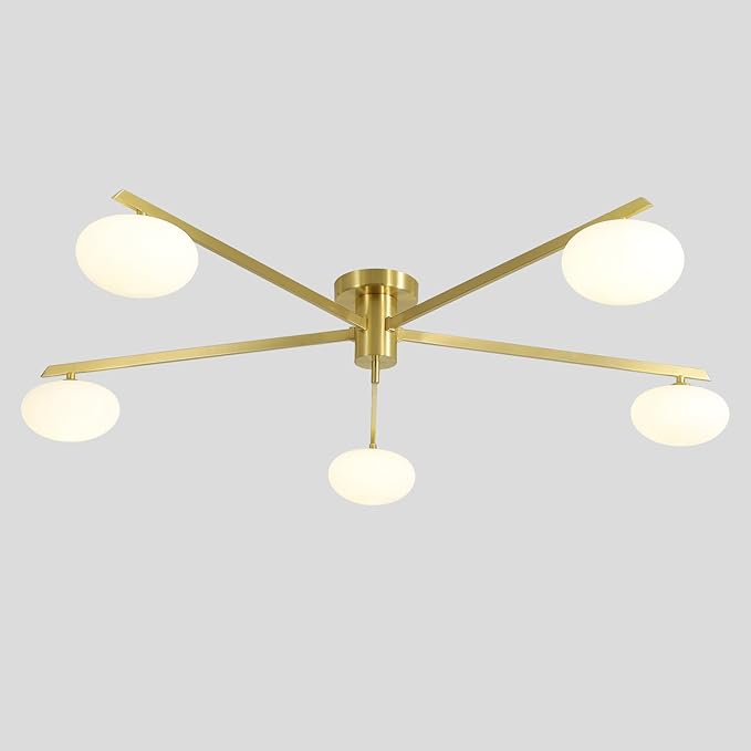 5 Lights Industrial Semi Flush Mount Ceiling Light Fixture Gold Modern Sputnik by Magiroz