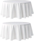 Pomp White 120" Inch Round Premium Polyester Tablecloth | Wrinkle + Stain by POMP
