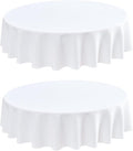 2 Pack Round Table Cloth 60 Inch White Tablecloth Washable Polyester Solid by mylacerhome