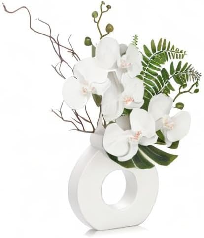 Briful Orchid Artificial Flowers 16.1'' White Orchid Silk Flowers - Image 6