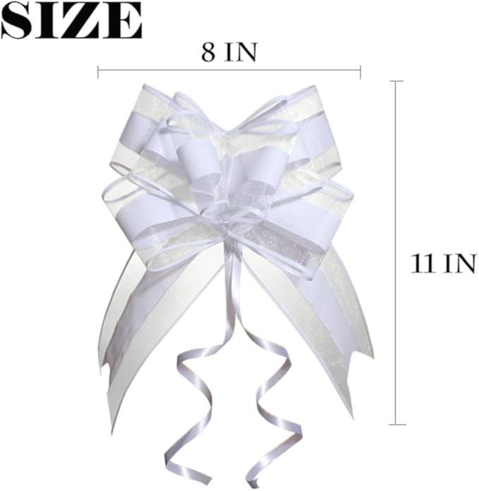 Large White Gift Bow, Valentine's Day, Flower Basket Decor - Image 2