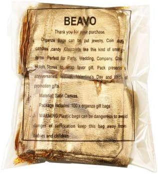 Pack of 100 3.54"x4.72" Heavy Duty Gold Drawstring Organza Jewelry Pouches - Image 7