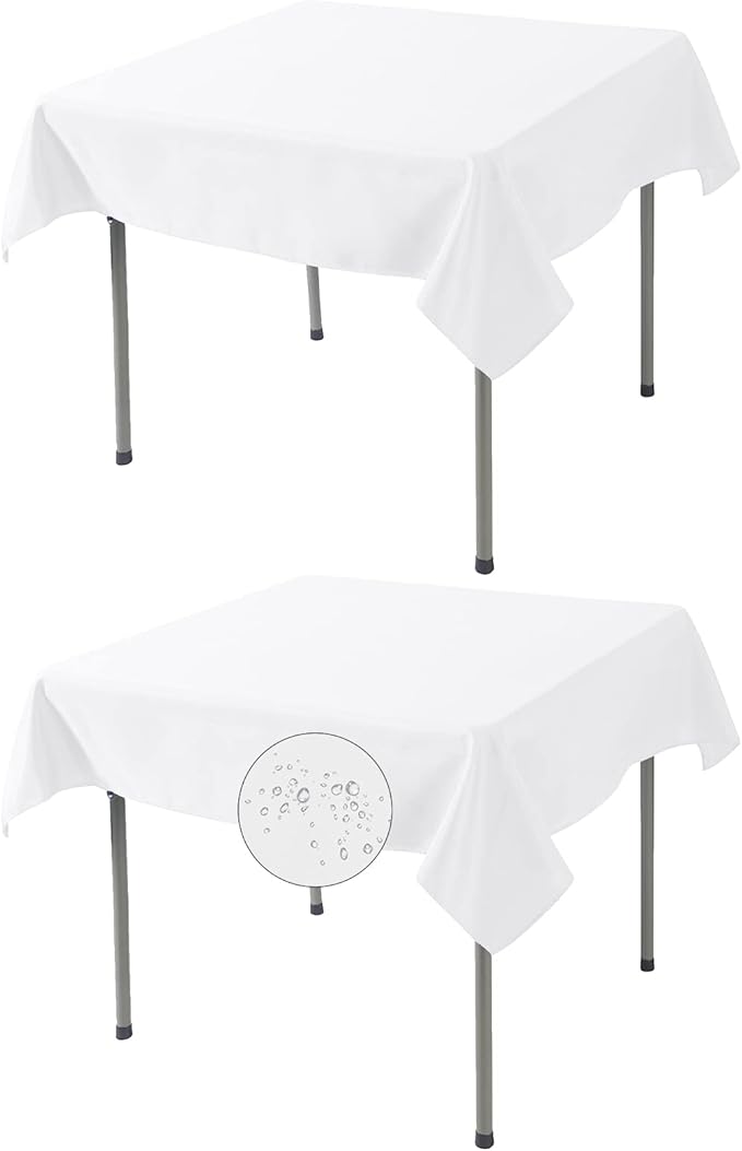 Fokitut 2 Pack Waterproof Square Tablecloth, 52x52 Inch, Stain Resistant and by BalsaCircle