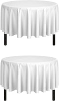 Pomp White 90" Inch Round Premium Polyester Tablecloth | Wrinkle + Stain by POMP