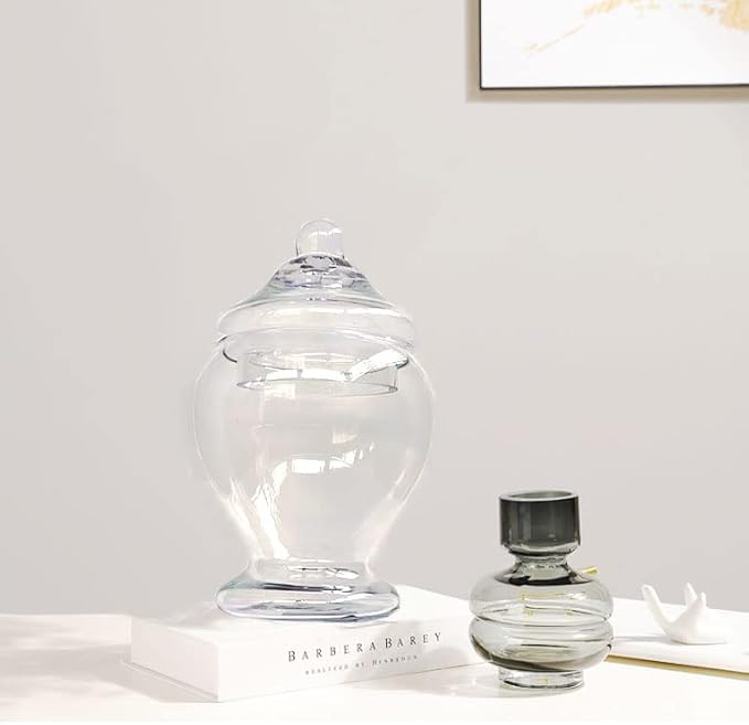 Glass Apothecary Jars 45 Ounce Decorative Candy Cookie Jars ，Clear Elegant - Image 4