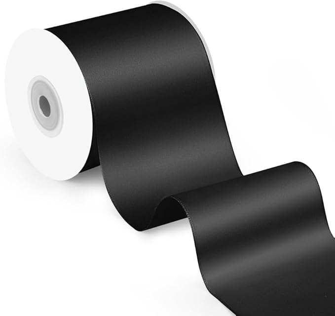 3 Inch x 25 Yard Black Satin Ribbon by Quhora