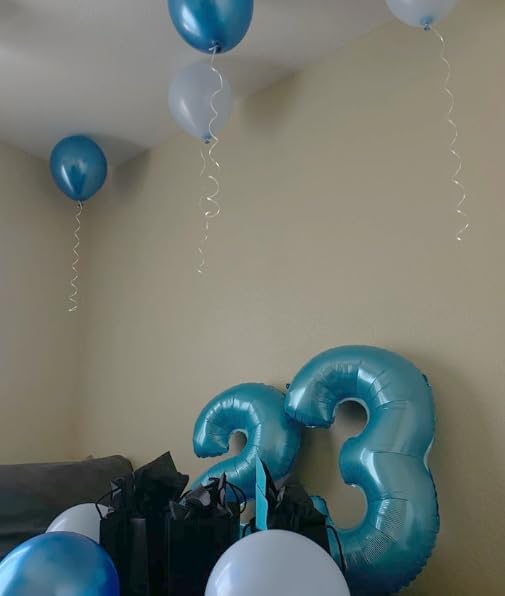 Pearl Blue 3 Number Balloon, 40 Inch 3 Large Number Balloon, 3 13 23 30 33 36 - Image 5