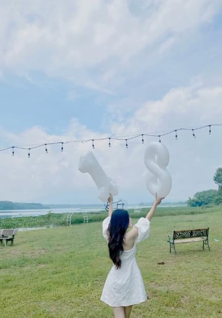 Helium Foil White Number 8 Balloon 40 Inch, Mylar Eight Numbers 8 18 28 38 48 - Image 5