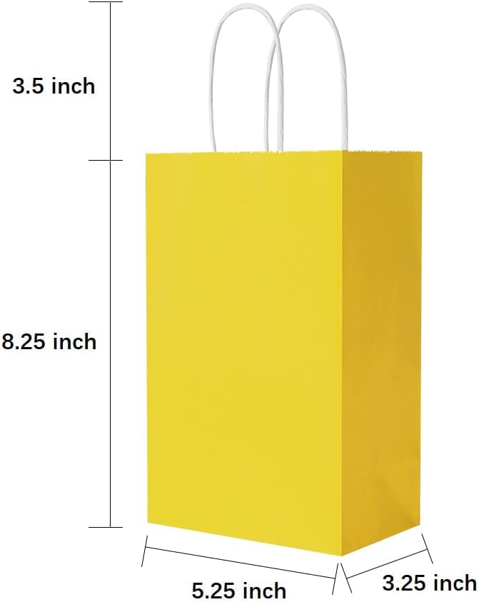 Oikss 50 Pack 5.25x3.25x8.25 Inch Small Yellow Kraft Paper Bags - Image 2