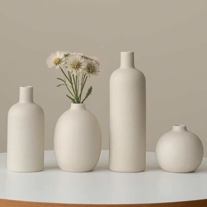 Modern Ceramic Vase Set, Neutral Colors, Decorative Vases - Image 4